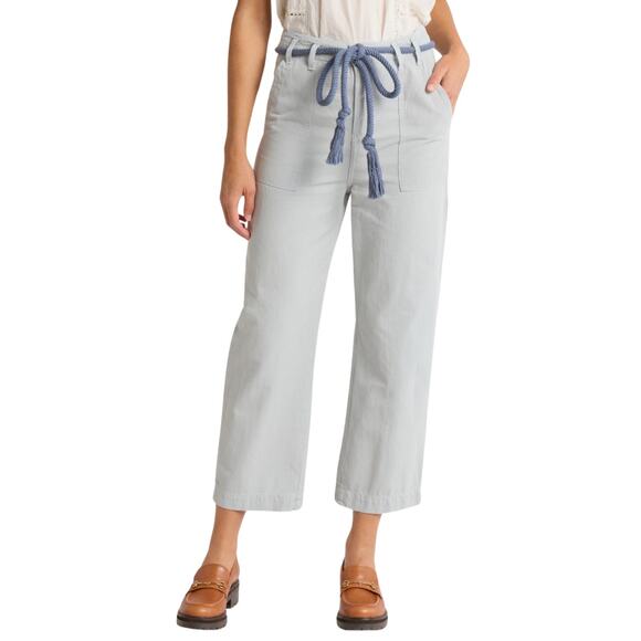 The Great. The Voyager Pants NEW Washed Out Blue Rope Belt Utility Cropped Sz 29 - Picture 1 of 6